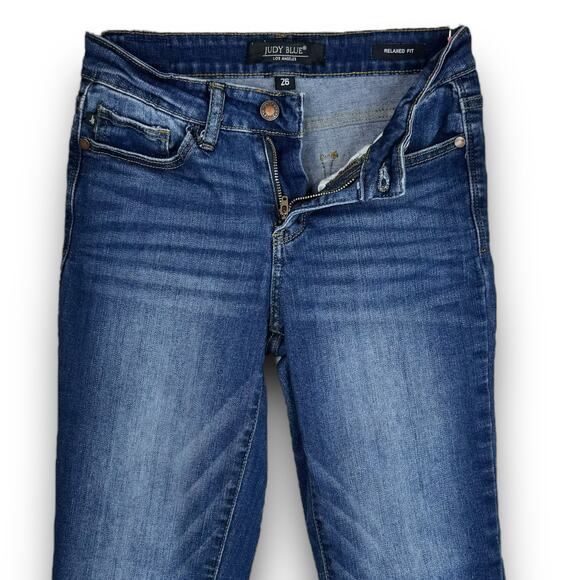 Judy Blue Relaxed Fit Mid Rise Stretch Denim Jeans Cropped Ankle Tapered Size 26 - Picture 3 of 11